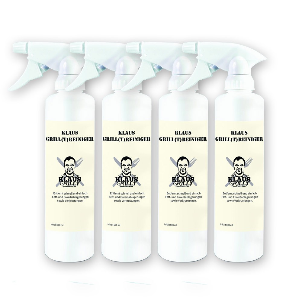 4 x Grillreiniger KLAUS GRILLT - 500ml Spr�hflasche - K-CLEAN