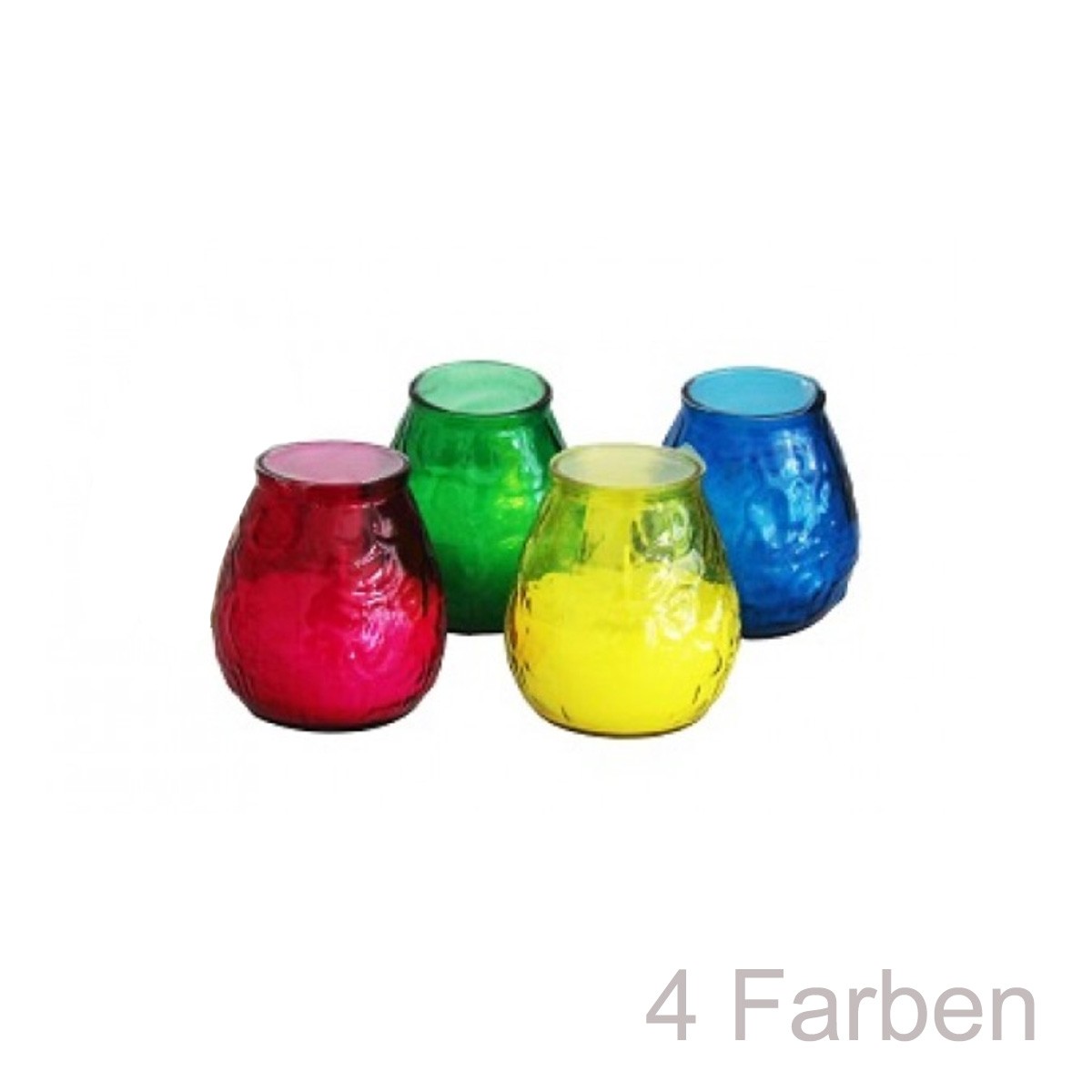 4er Set Kerzen im bunten Glas - Citronella - gegen Stechm�cken - +-50 Stunden