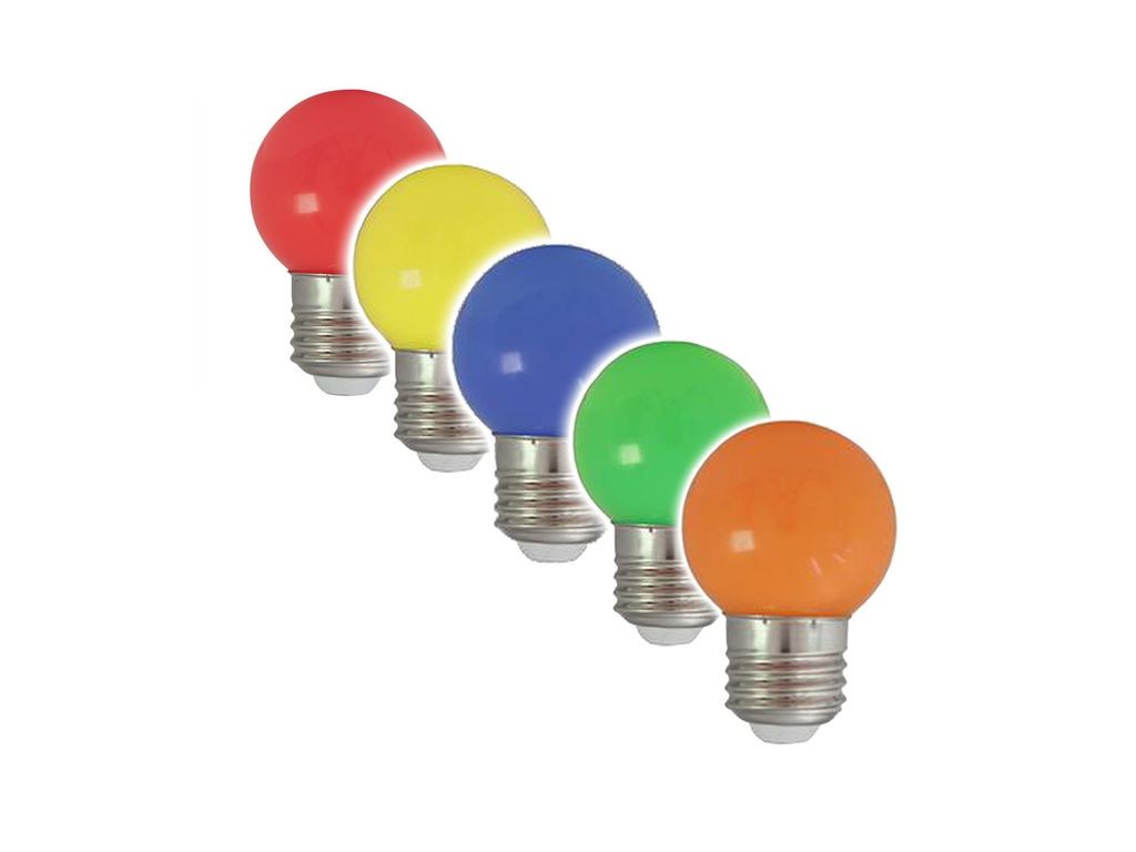 5er Set Partylampen - E27 - 230V - 1W - Rot-Gr�n-Blau-Gelb-Orange
