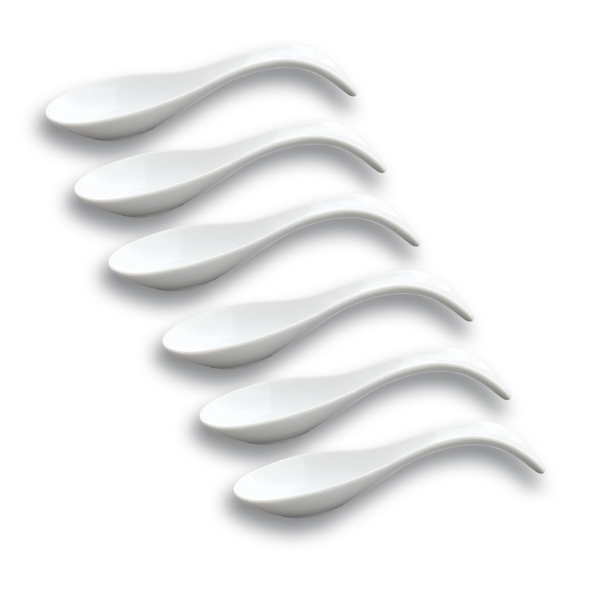 6 x Fingerfood L�ffel - Porzellan - 21x7-5cm - f�r die kleinen Kostbarkeiten