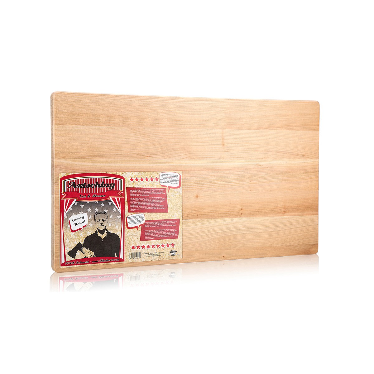 Axtschlag XXL Schnitt- Anricht- und Filetierbrett - Kirsche - 70 x 40 x 2-5cm