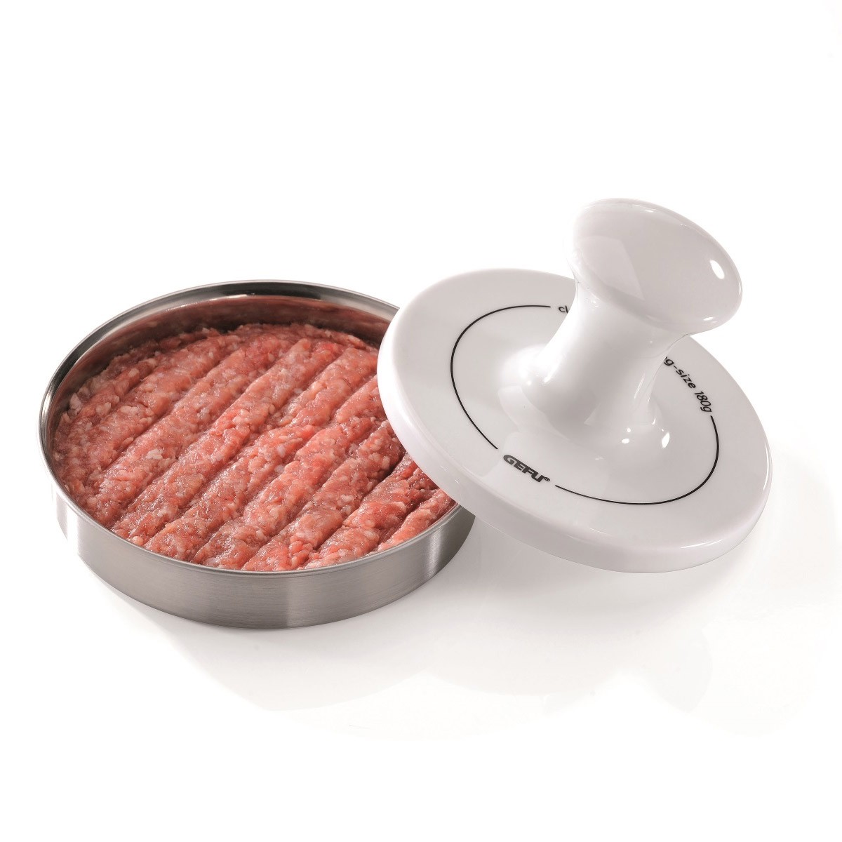 Burgerpresse f�r 120g-180g Patties - Edelstahl-Porzellan - D: 12cm