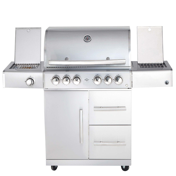 CHEF L Paket C - Basis silber- 4 Brenner- Backburner- Seitenkocher-