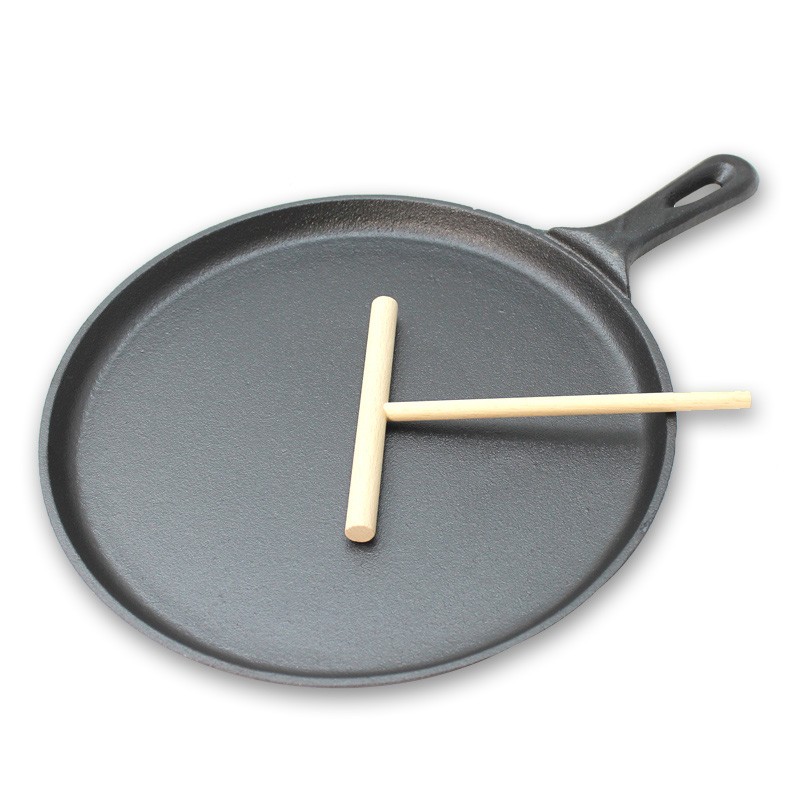 Crepe Set - Pfanne aus Gusseisen + Teigverteiler - 26-5cm Durchmesser - perfekter Nachtisch