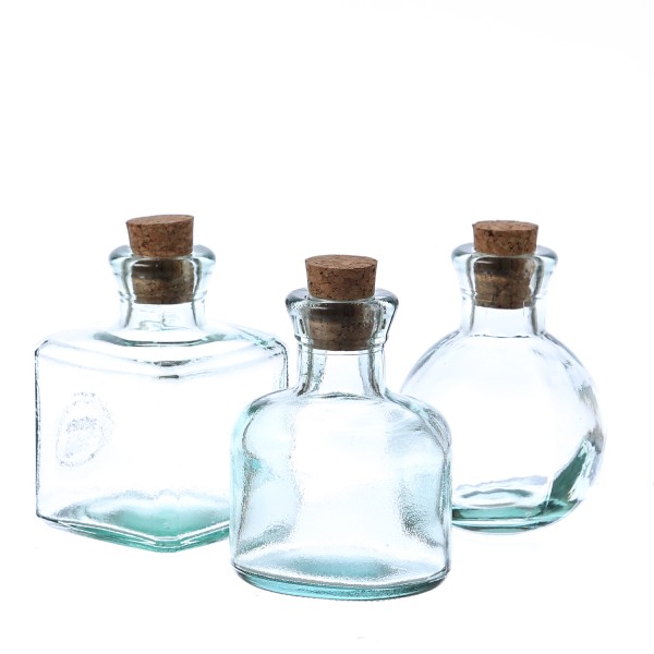 Deko Flaschen mit Korken - Recyclingglas - sp�lmaschinenfest - H: 1-