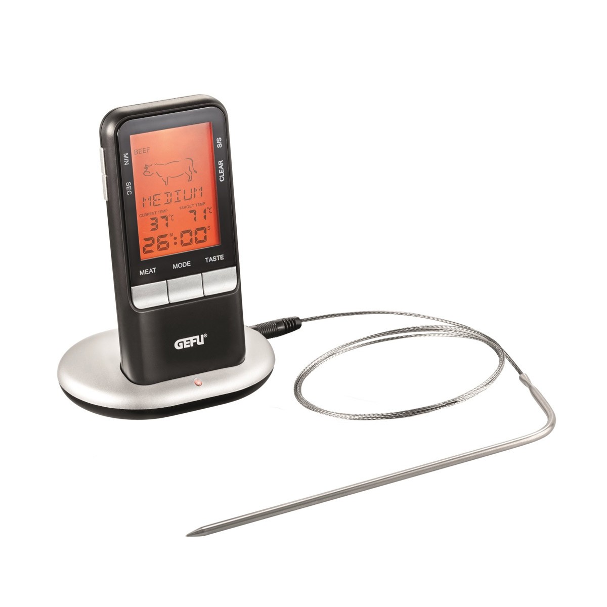 Digitales Funk Grill-und Bratenthermometer H�NDI - bis 20m - Programme- Timer- Alarm