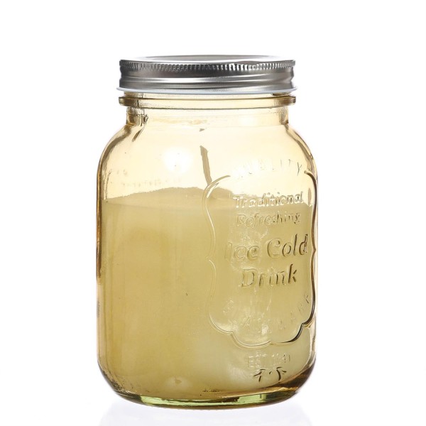 Duftkerze CITRONELLA - Echtwachs im Glas mit Deckel - H: 16-5cm - gelb
