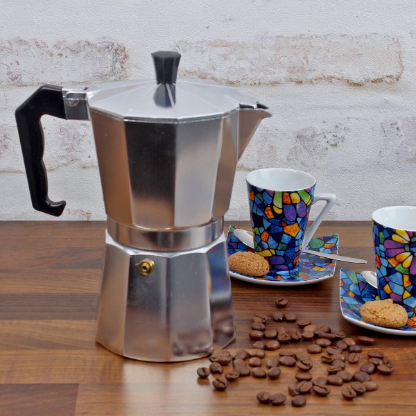 Espressokocher für 6 Tassen - 300ml - Aluminium - 16-7 x 10-2 x 20-5cm