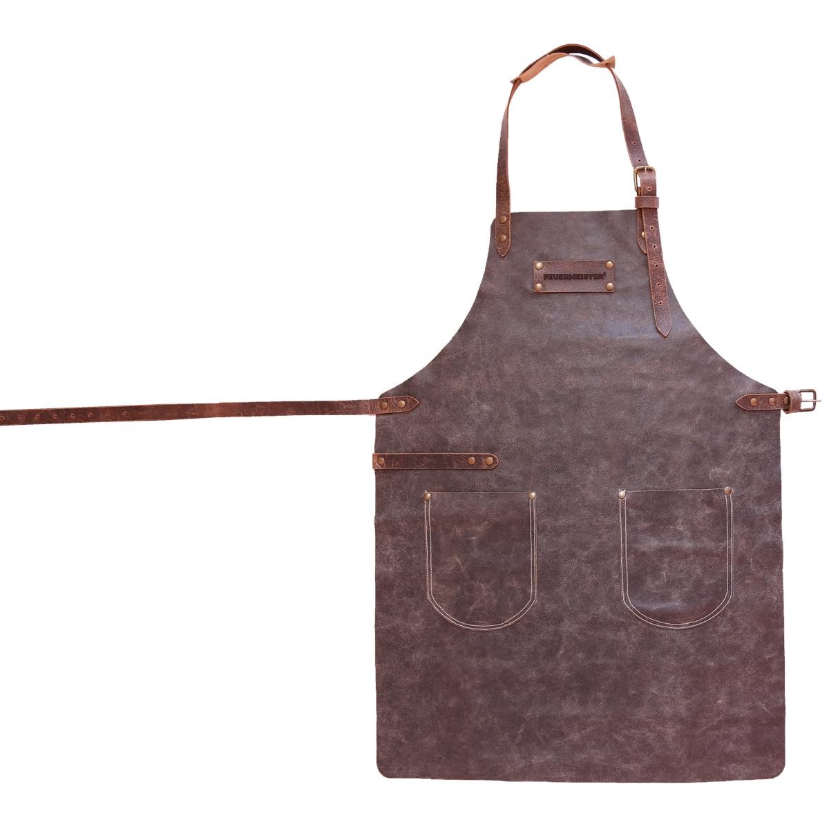 FEUERMEISTER Ledersch�rze in Antikleder Farbe Anthrazit mit 2 Taschen Gr�sse 1