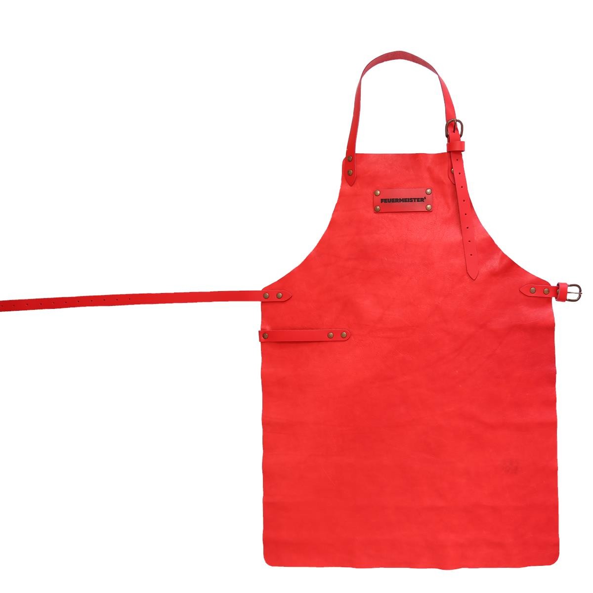 FEUERMEISTER Ledersch�rze in Antikleder Farbe Rot mit 2 Taschen Gr�sse 3