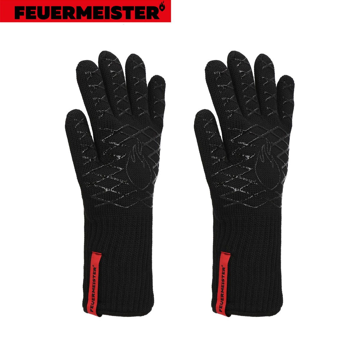Feuermeister Premium BBQ Grillhandschuhe in Schwarz Gr�sse 12 aus Aramid Nomex Faser (Paar)