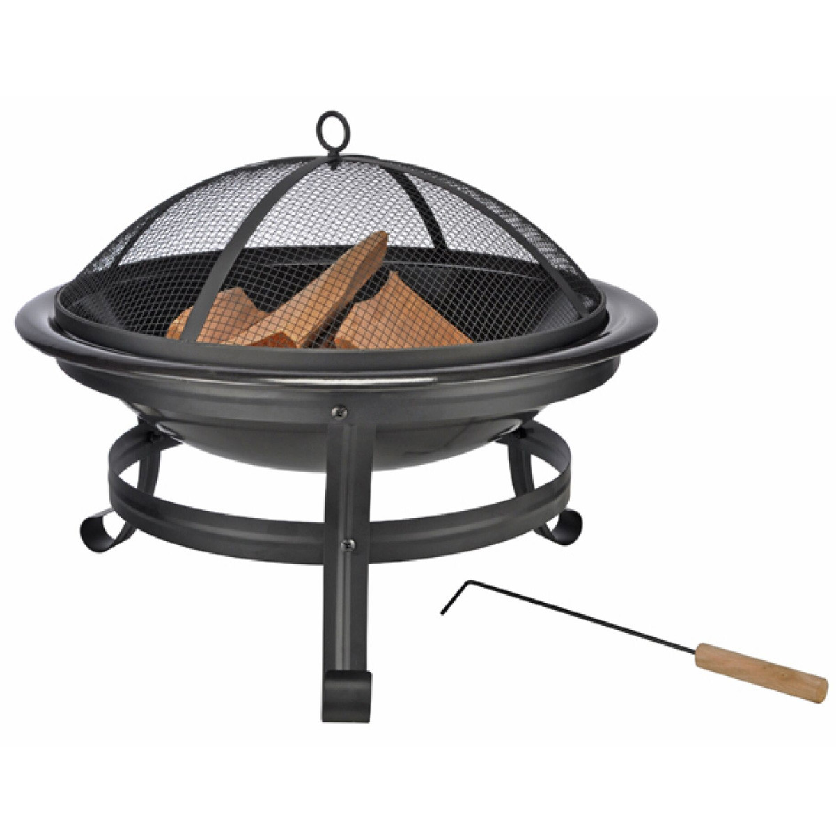 Feuerstelle mit Funkenschutzhaube - 55cm Feuerschale - Stahl - inkl- Sch�rhaken