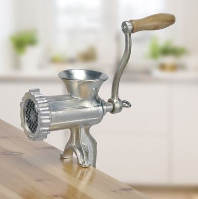 Fleischwolf mit Schraubklemme - Edelstahl Lochscheibe und Schraube - Lochscheibe Gr�sse 8