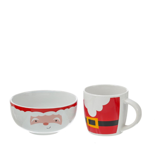 Fr�hst�cksset Weihnachtsmann - Becher und M�slischale - Steingut - -
