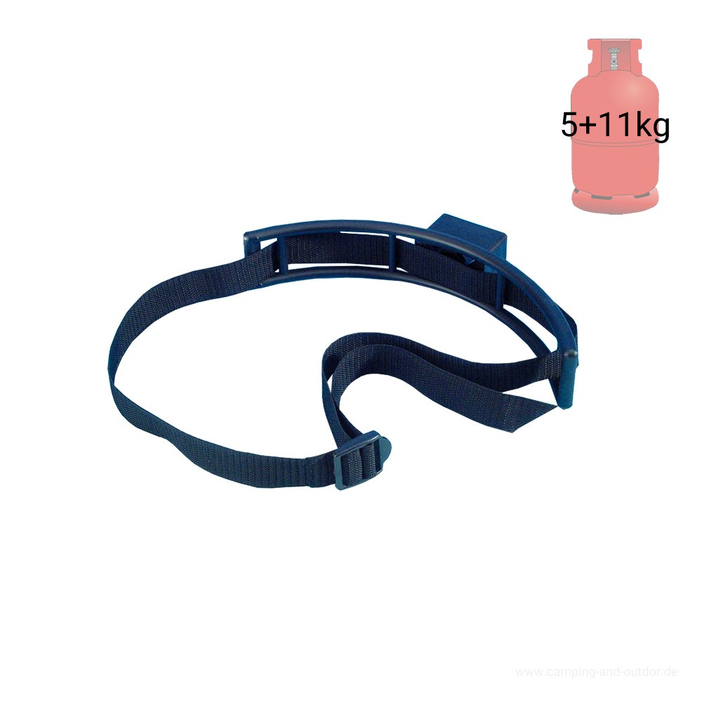 Gasflaschenhalter mit Gurt - Umkippschutz f�r 5+11kg Flaschen - Kunststoff- Nylongurt