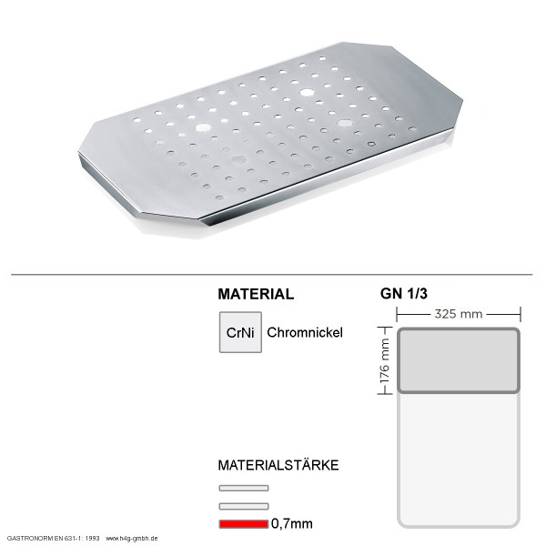 Gastronorm GN Einlegeboden GN 1-3 - Chromnickelstahl