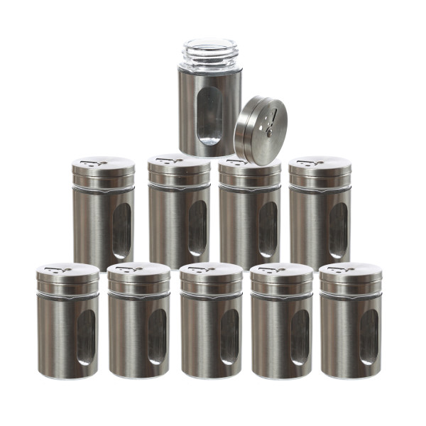 Gew�rzstreuer - Edelstahl - Sichtfenster - 3 Streum�glichkeiten - D-