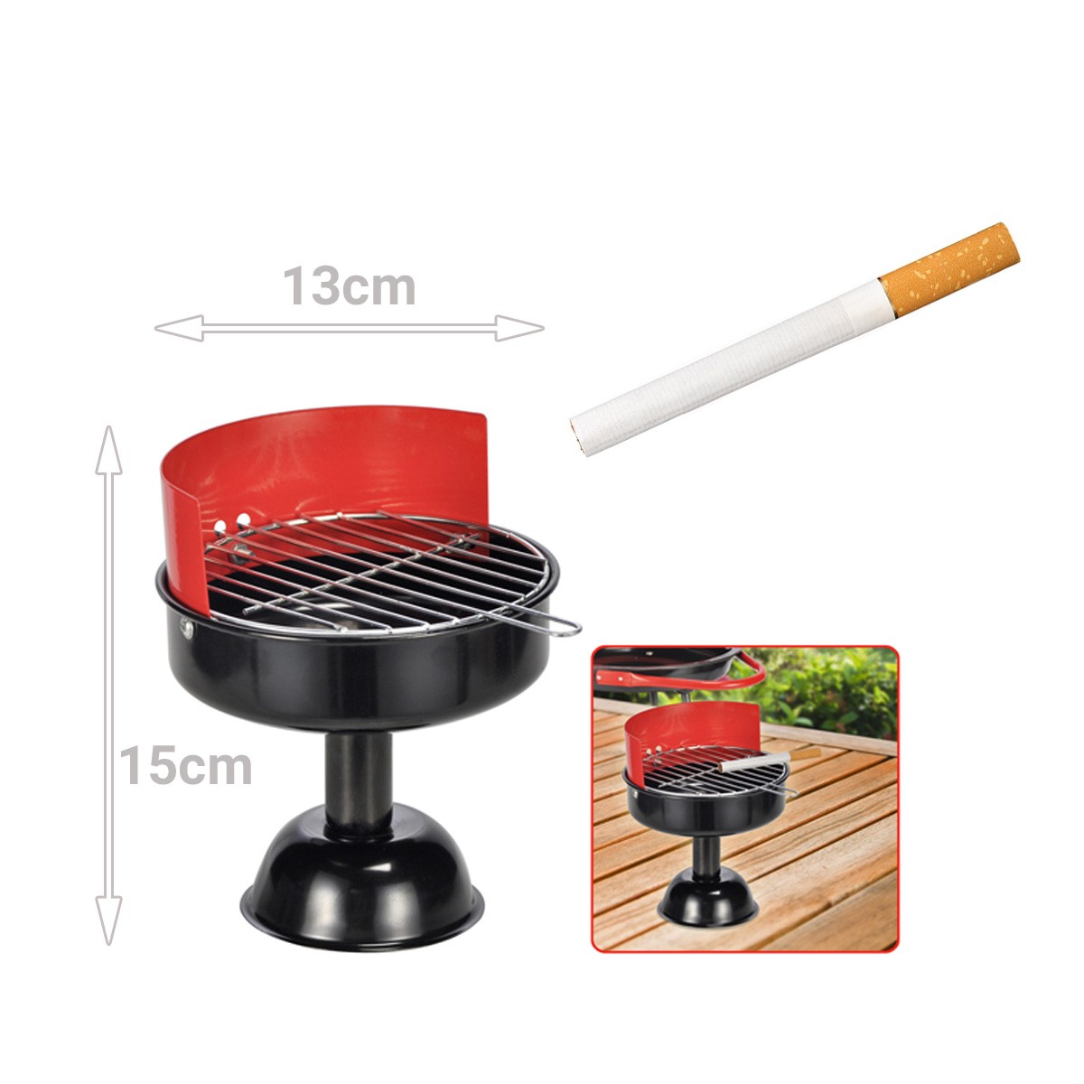 Grill-Aschenbecher - H�he 15cm - Durchmesser: 13cm - Tisch-Ascher