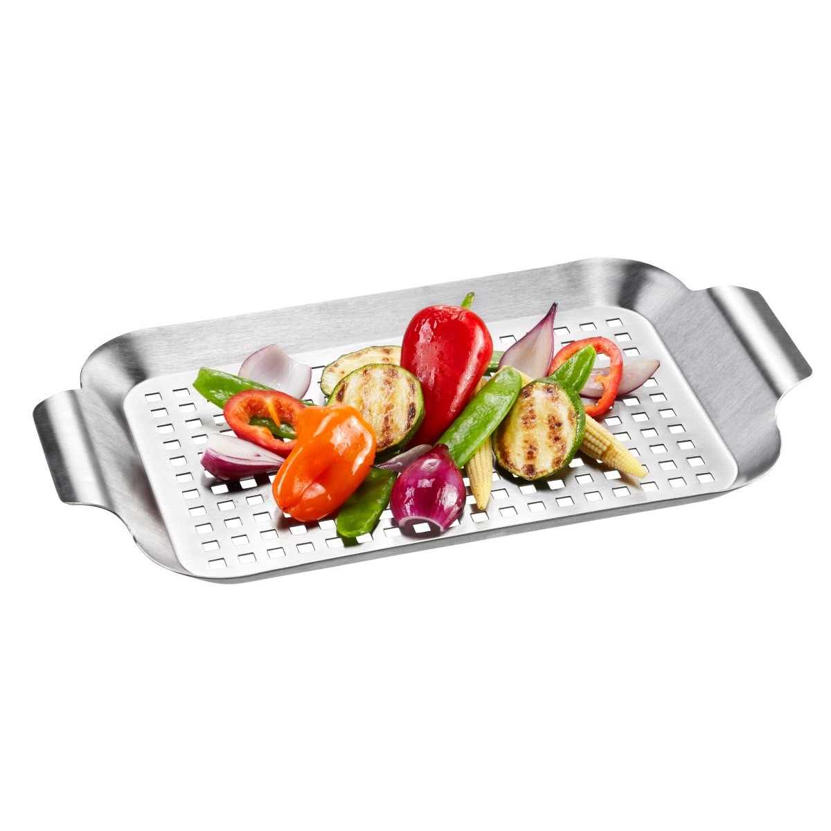 Grillpfanne BBQ Edelstahl flach - 33x19x2-5cm