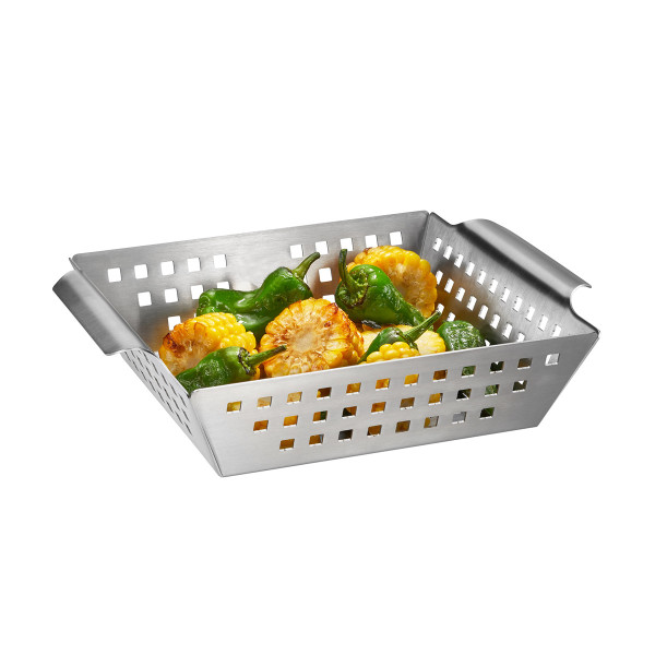 Grillschale BBQ Edelstahl hoch - 25x21-5x5-5cm - Garkorb