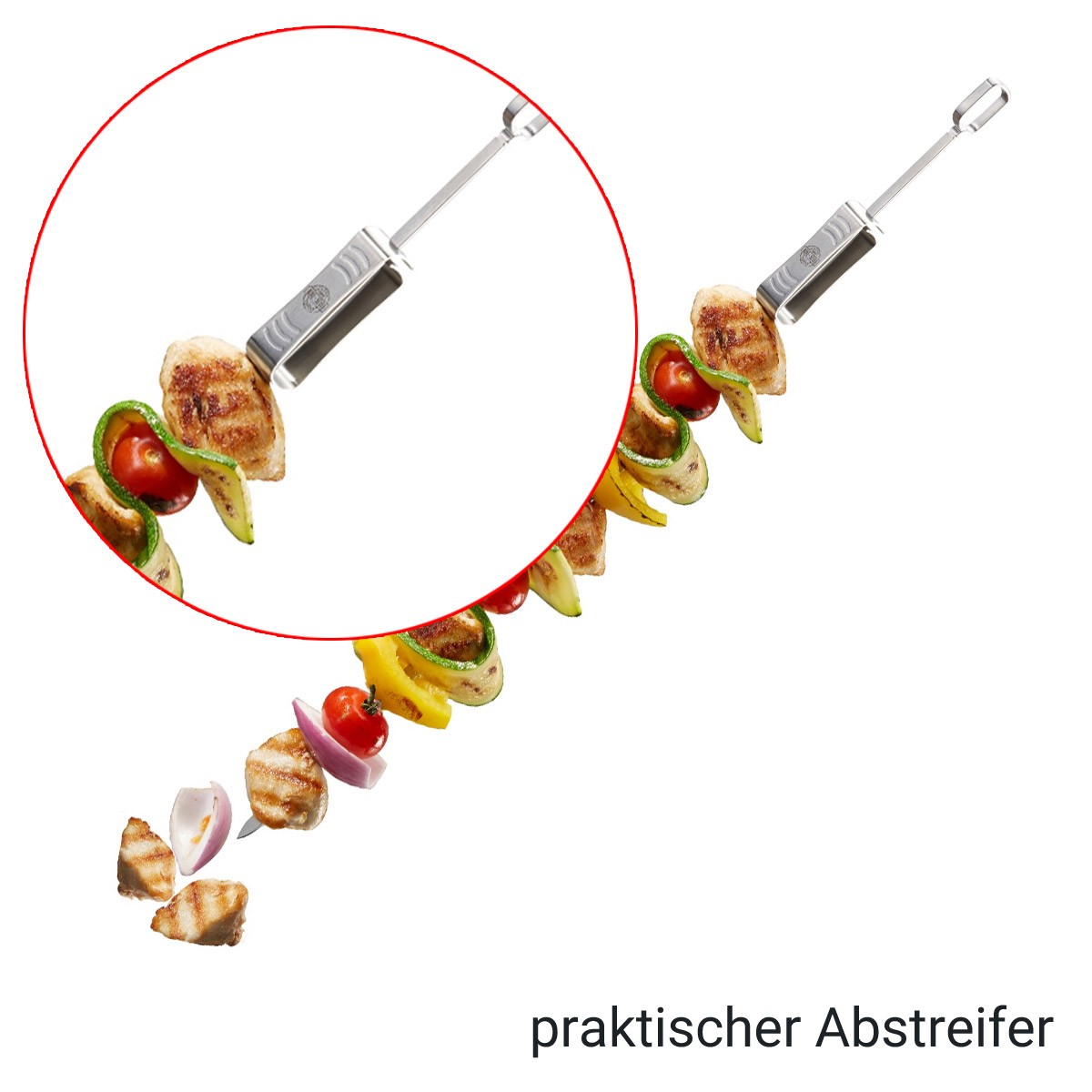 Grillspiesse 45cm - 5er Set - Edelstahl - Spiesse mit Abstreifer