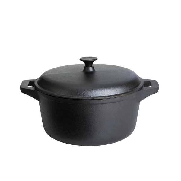 Gusstopf mit Deckel - Feuertopf - Gusseisen- D: 20cm - mit 2 Henkel-