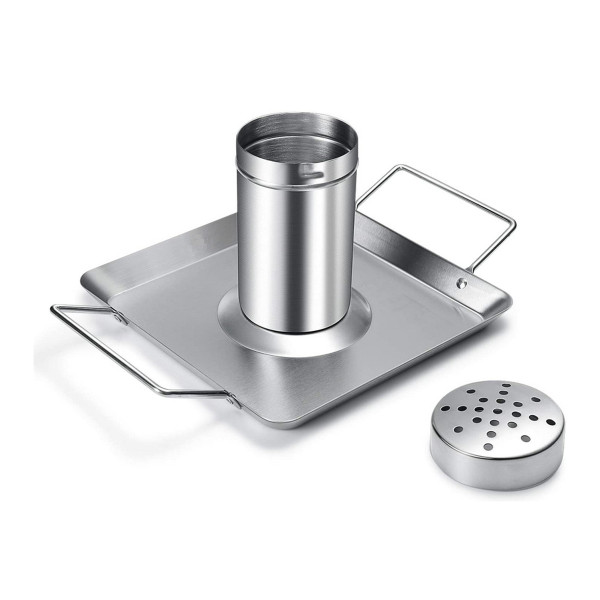 H�hnchenhalter Edelstahl - mit Dampfdose und Fettschale