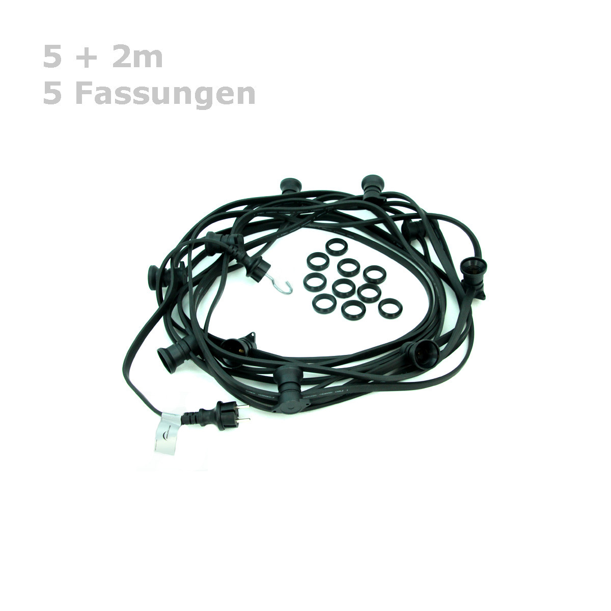 ILLU-Lichterkette 5m - 5xE27 - IP44 - ohne Leuchtmittel - SATISFIRE