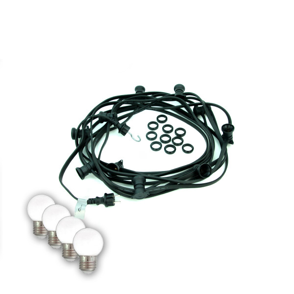 ILLU-Lichterkette BLACKY - 10m - 10xE27 - IP44 - kleine bruchfeste -