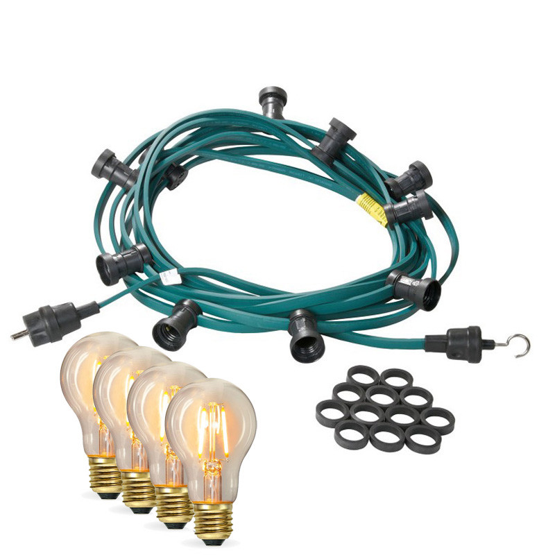 Illu-Partylichterkette 10m - Aussenlichterkette - Made in Germany - 10 x Edison LED Filamentlampen