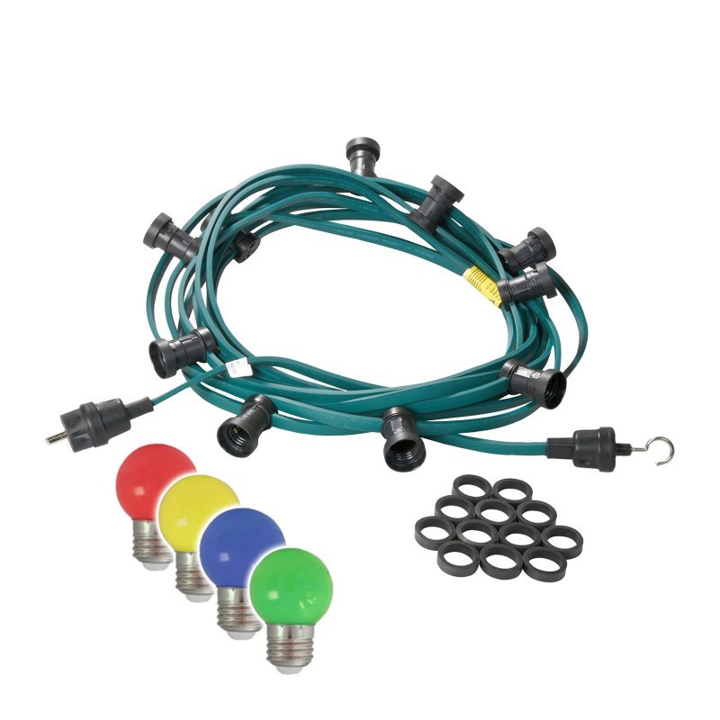 Illu-Partylichterkette 10m - Aussenlichterkette - Made in Germany - 20 x bunte LED Kugellampen