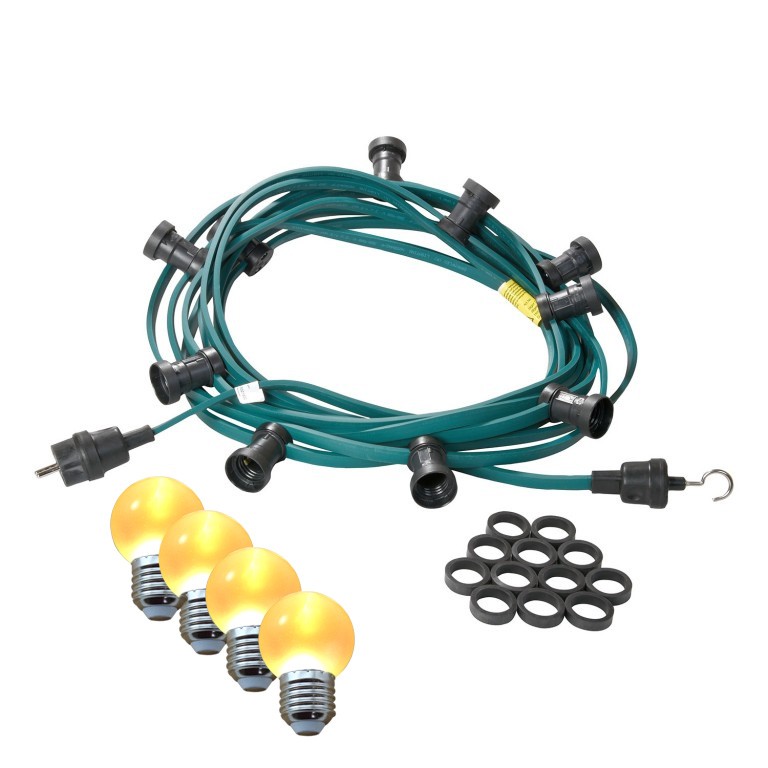 Illu-Partylichterkette 10m - Aussenlichterkette - Made in Germany - 20 x ultra-warmweisse LED Kugeln