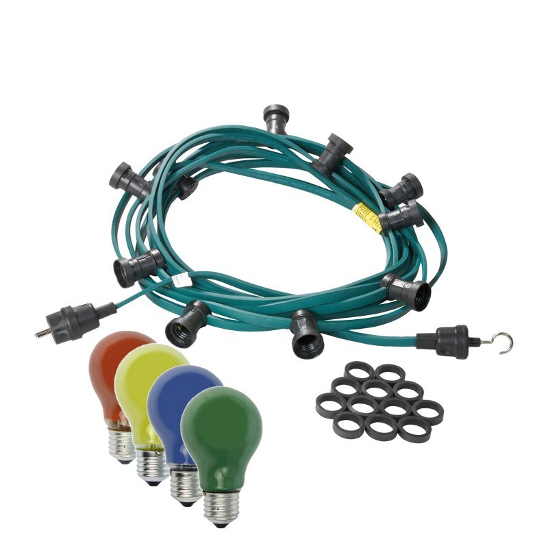 Illu-Partylichterkette 10m - Aussenlichterkette - Made in Germany - 30 x bunte 25W Gl�hlampen