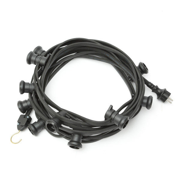 Illu-Partylichterkette 10m - Aussenlichterkette schwarz - 10x E27 S-