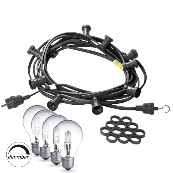 Illu-Partylichterkette 10m - Aussenlichterkette schwarz -Made in Ge-