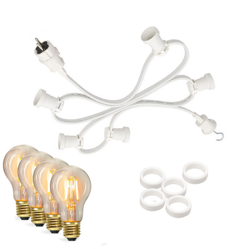 Illu-Partylichterkette 10m - Aussenlichterkette weiss - Made in Germany - 10 x Edison LED Filamentlam