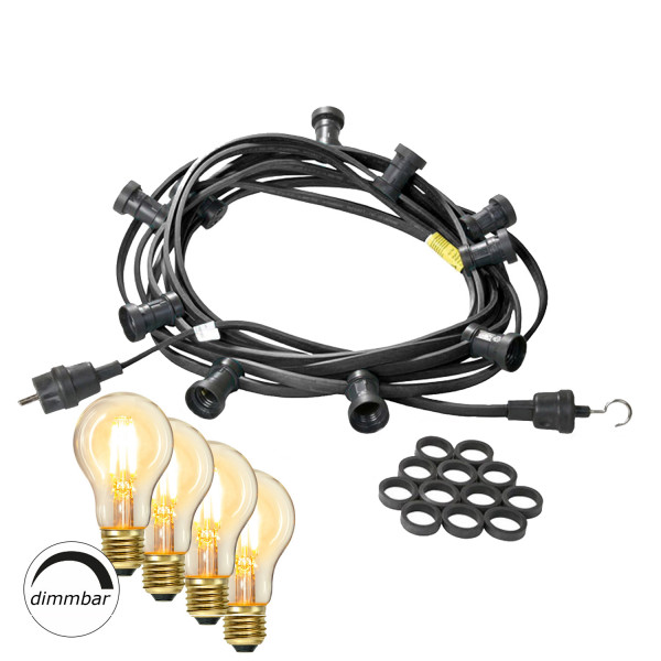 Illu-Partylichterkette 30m - Aussenlichterkette schwarz Made in Ger-