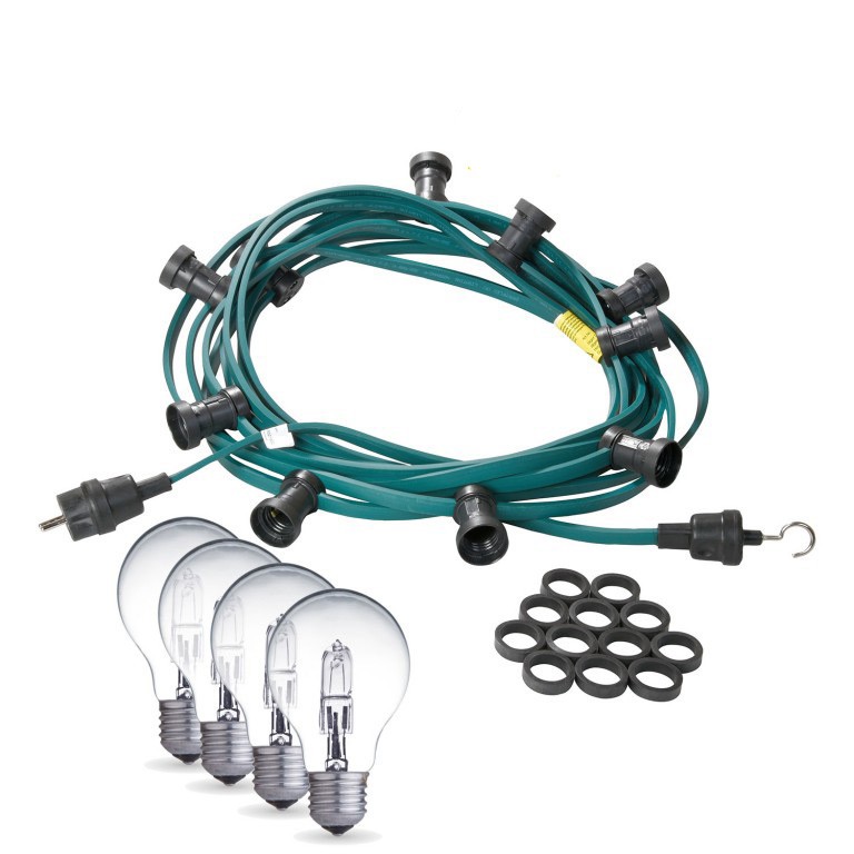 Illu-Partylichterkette 40m - Aussenlichterkette - Made in Germany - 40 weisse Halogenlampen (28W)