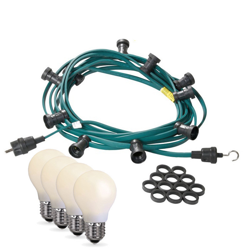 Illu-Partylichterkette 5m - Aussenlichterkette - Made in Germany - 5 x bruchfeste- opale LED Lampen