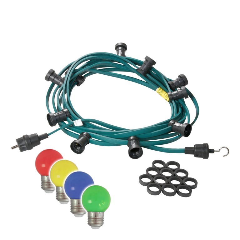 Illu-Partylichterkette 5m - Aussenlichterkette - Made in Germany - 5 x bunte LED Kugellampen