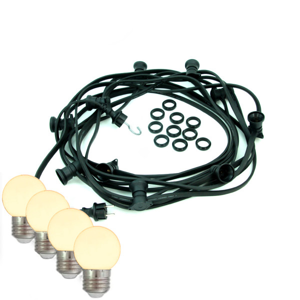 Illu-Partylichterkette BLACKY 30m - Aussenlichterkette schwarz - 30-