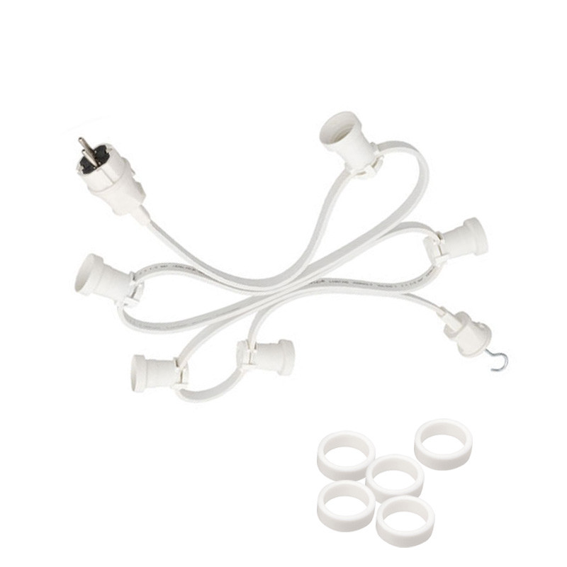 Illu-Partylichterkette weiss 5m - Aussenlichterkette - Made in Germany - 5 x E27 Schraubfassung