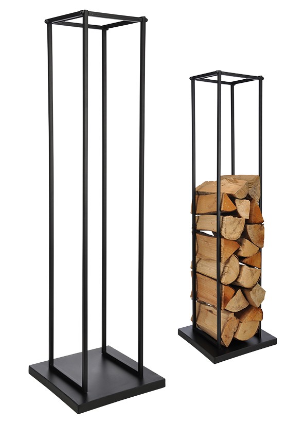 Kaminholzhalter und Stapelhilfe - Metall- pulverbeschichtet - 121cm hoch - 34x34cm Platte