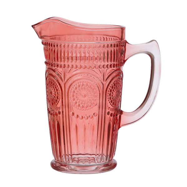 Krug Vintage mit Blumenmuster - Glas - Kanne - Boho Stil - 1-4l - rot