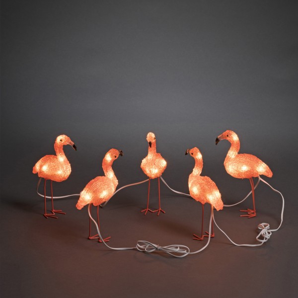 LED Acryl Flamingos - 40 bernsteinfarbene LED - outdoor - weisses Ka-