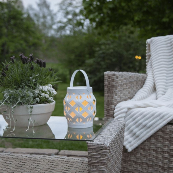 LED Laterne Flame - LED mit bewegtem Feuereffekt - H: 16cm- D: 14-