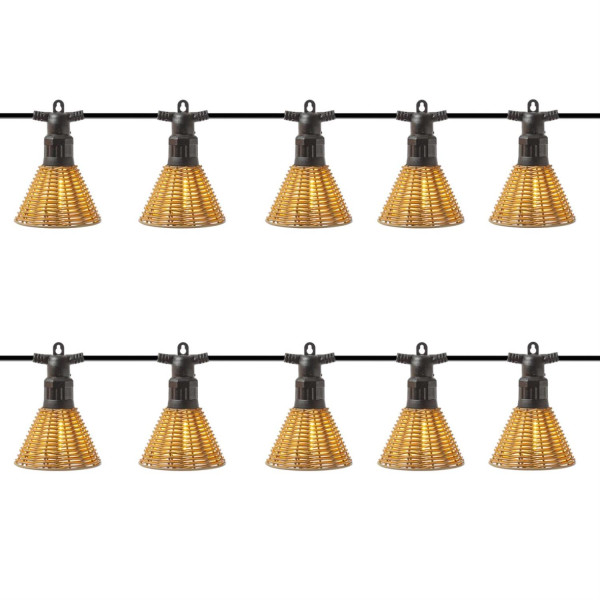 LED Lichterkette AMELIE - 10 beleuchtete Lampenschirme - L: 4-5m - -