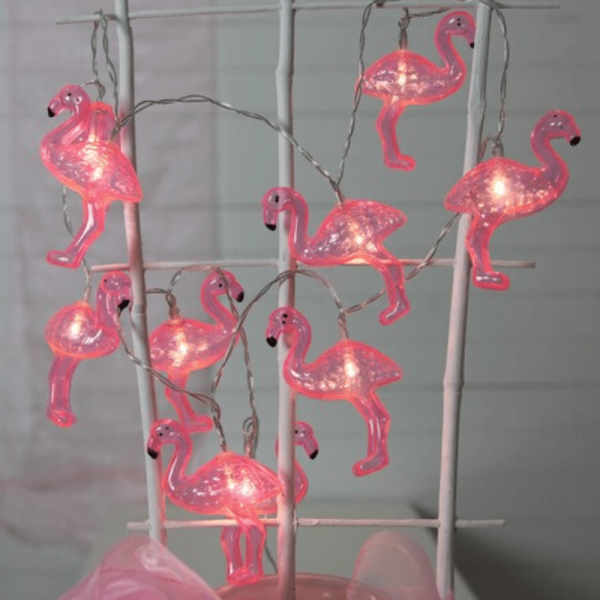 LED Lichterkette Flamingo - 10 pinke Flamingos - warmweisse LED - Ba-