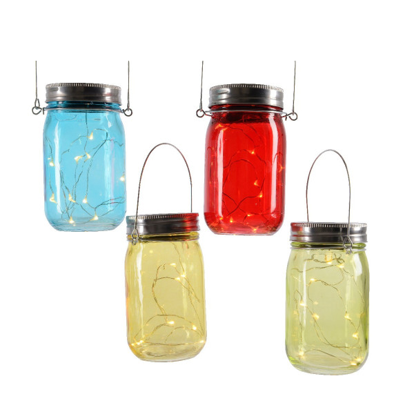LED Solar Gl�ser - Windlichter - LED Drahtlichterkette - Lichtsenso-