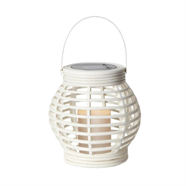 LED Solar Laterne mit LED Kerze - warmweisse LED - H: 16cm - D: 16cm-